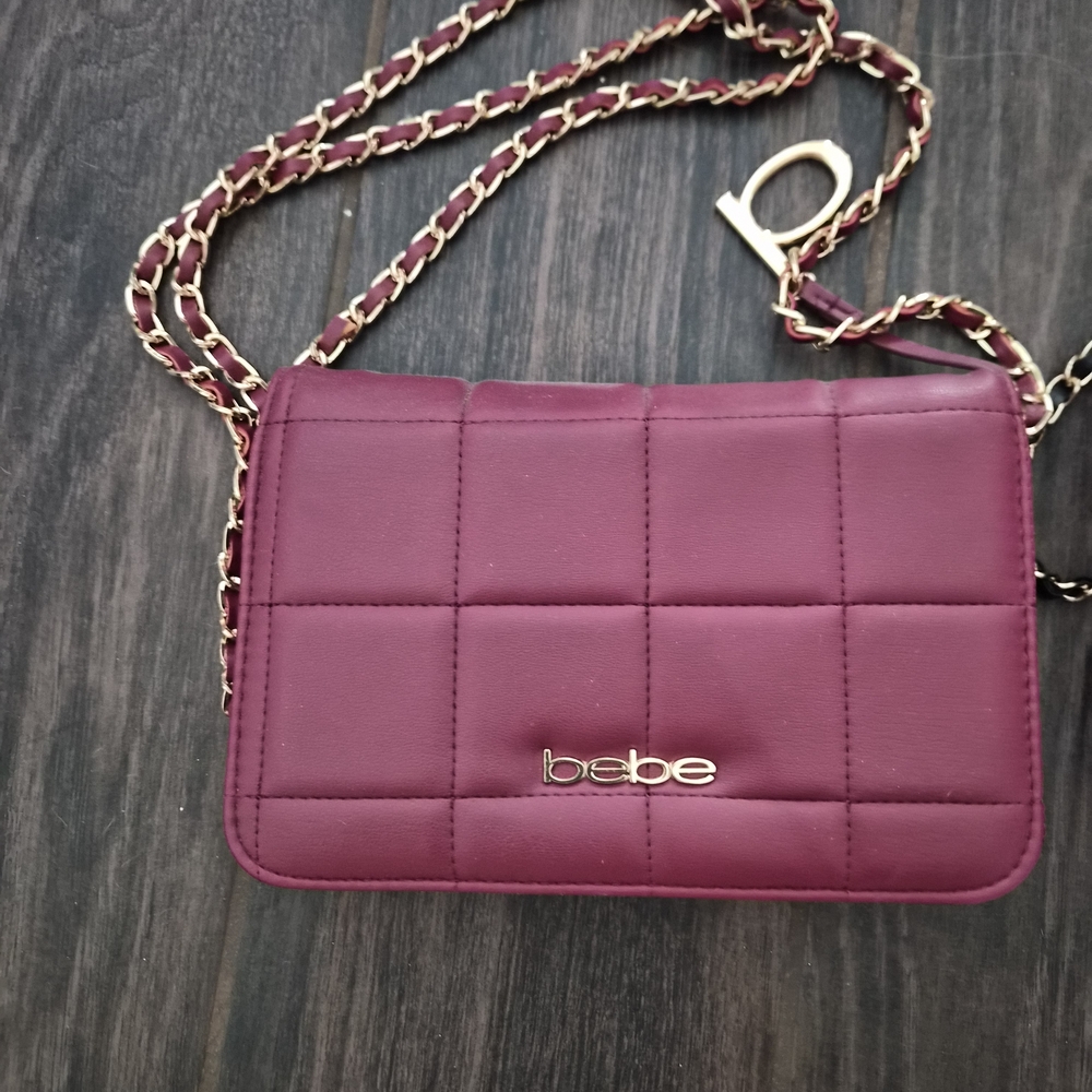 Bebe Burgundy Quilted Crossbody Bag